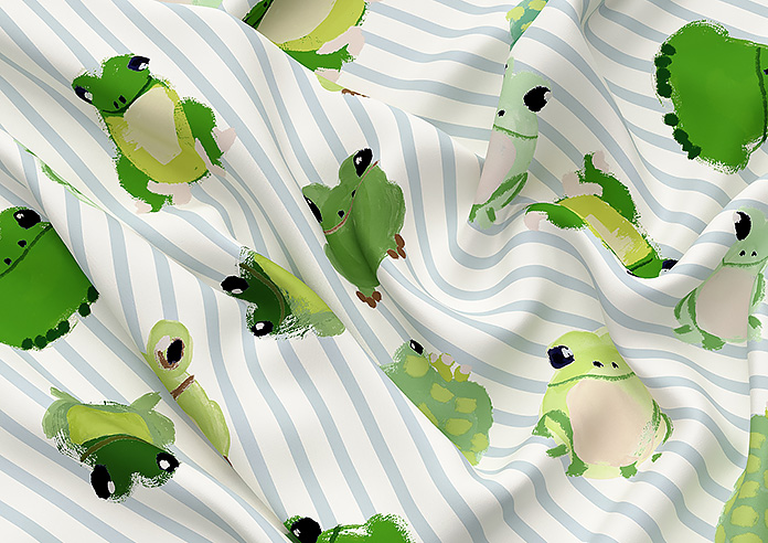 Wee Blue Bell Little Frogs, Pond - Twist&Fit Roman Blind - Image 4